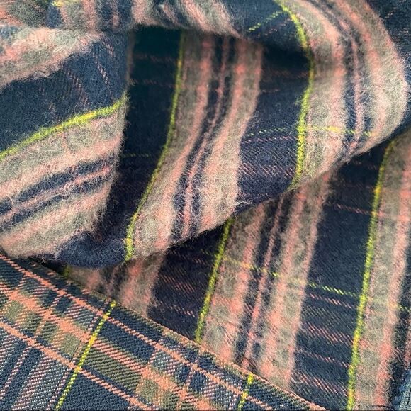 Urban Outfitters-Plaid Navy Pink Yellow Kick Flare Ankle High Rise Pants - Picture 10 of 11